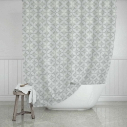Κουρτίνα Μπάνιου Flower Life 02-11376 180x200cm Grey-Multi Estia 180Πx200Υ Πολυέστερ