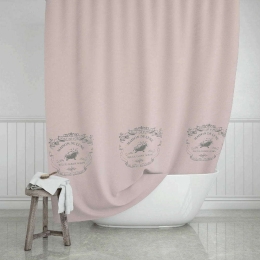 Κουρτίνα Μπάνιου Maison Deluxe 02-11772 180x200cm Pink-Grey Estia 180Πx200Υ Πολυέστερ