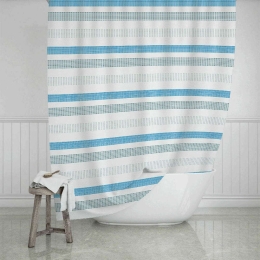 Κουρτίνα Μπάνιου Stripes 02-11345 180x200cm Blue-Multi Estia 180Πx200Υ Πολυέστερ
