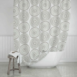 Κουρτίνα Μπάνιου Woody 02-11383 180x200cm Multi Estia 180Πx200Υ Πολυέστερ