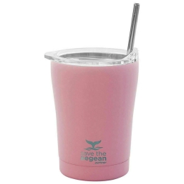 Ποτήρι-Θερμός Με Καλαμάκι Save The Aegean 01-12472 350ml Blossom Rose Estia