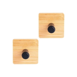 Κρεμάστρα Επιτοίχια Μονή Bamboo Essentials (Σετ 2Τμχ) 02-12793 5x3,8x5cm Natural-Black Estia Μέταλλο,Bamboo
