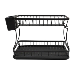 Πιατοθήκη Μεταλλική Διώροφη 01-12113 29x31x42cm Black Estia Μέταλλο