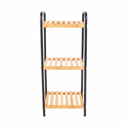 Ραφιέρα Επιδαπέδια 3 Θέσεων Bamboo Essentials 02-13110 30x26x75cm Natural-Black Estia Μέταλλο,Bamboo