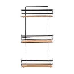 Ραφιέρα Μπάνιου 3 Θέσεων Essentials 02-12779 25,5x10,5x49cm Natural-Black Estia Μέταλλο,Bamboo