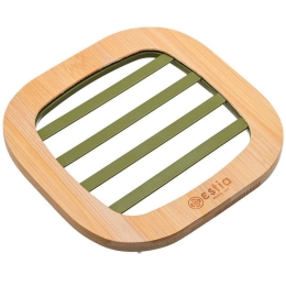 Σουπλά Μαγειρικών Σκευών Αντιολισθητικό Bamboo Essentials 01-14124 17x17x1cm Olive-Natural Estia Μέταλλο,Bamboo