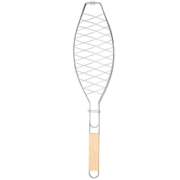Σχάρα Ψησίματος Ψαριού Barbeque 01-14674 33x14cm Silver-Natural Estia Μέταλλο,Ξύλο