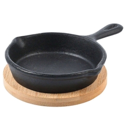 Τηγάνι Μαντεμένιο Με Βάση Iron 01-18672 Φ10cm/16x11,5x3,3cm Natural-Black Estia 10cm Μαντέμι,Bamboo