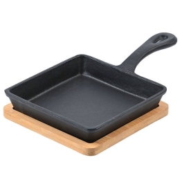 Τηγάνι Μαντεμένιο Με Βάση Iron 01-18689 14cm/23,5x14,3x3,4cm Natural-Black Estia 14cm Μαντέμι,Bamboo