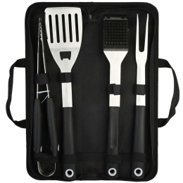 Εργαλεία Bbq Με Θήκη (Σετ 5Τμχ) 05-17965 46x5,5x14,5cm Inox-Black Estia Ανοξείδωτο Ατσάλι