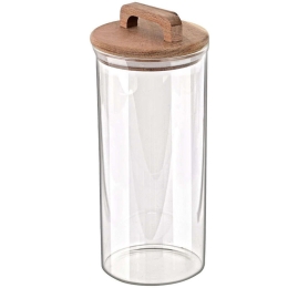 Δοχείο Αποθήκευσης Acacia 01-17491 10x10x24,8cm 1300ml Natural-Clear Estia Ξύλο,Γυαλί