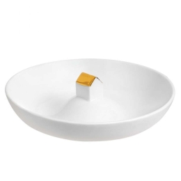 Διακοσμητικό Μπωλ House LBTRD0010755 Φ14,5cm White-Gold Raeder Πορσελάνη,Γυαλί