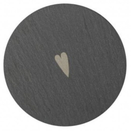 Σουβέρ Heart (Σετ 2Τμχ) LBTRD0015255 Φ10cm Grey Raeder Σχιστόλιθος