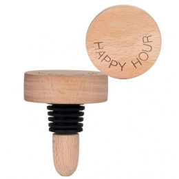 Πώμα Φιάλης Happy Hour LBTRD0016090 Φ4,5x5,7cm Natural-Black Raeder Σιλικόνη,Μέταλλο,Ξύλο