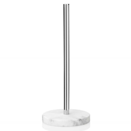 Βάση Χαρτιού Κουζίνας White Marble LBTAH-CC66285 Φ14x34cm White-Silver Andrea House Ατσάλι,Polyresin
