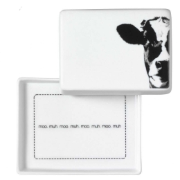 Βουτυριέρα Mοο LBTRD0008733 13,5x6x10,5cm White-Black Raeder Πορσελάνη