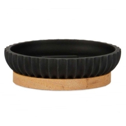 Σαπουνοθήκη LBTAH-BA72041 12x3cm Black-Natural Andrea House Polyresin,Ξύλο