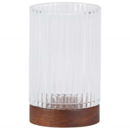 Ποτηροθήκη LBTAH-BA72023 7x7x12cm Clear-Brown Andrea House Ξύλο,Γυαλί