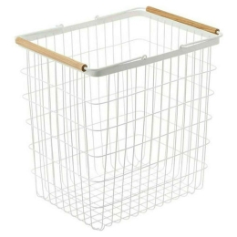 Καλάθι Απλύτων Large LBTYMZK2810 41,5x31x38,5cm White-Natural Yamazaki Ατσάλι,Ξύλο