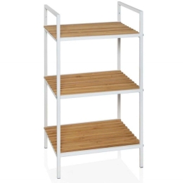 Ραφιέρα Μπάνιου LBTAH-BA69090 39x33x70cm Natural-White Andrea House Μέταλλο,Bamboo