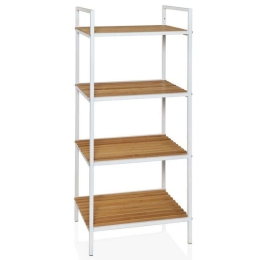 Ραφιέρα Μπάνιου LBTAH-BA69092 39x33x95cm Natural-White Andrea House Μέταλλο,Bamboo