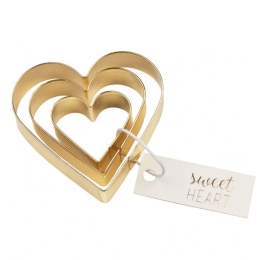 Κουπ Πατ Heart (Σετ 3Τμχ) LBTRD0090571 12x10x2,5/9x8x2,5/7x6x2,5cm Gold Raeder Ανοξείδωτο Ατσάλι