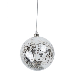 Χριστουγεννιάτικη Μπάλα Με Led Confetti LBTRD0089640 Φ14cm Clear-Silver Raeder