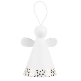 Στολίδι Χριστουγεννιάτικο Bell Angel Golden Dots LBTRD0090312 Φ4,5x6cm White-Gold Raeder
