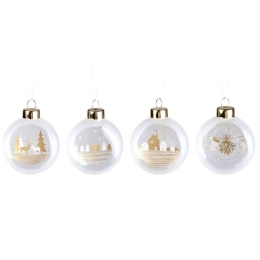 Στολίδια Χριστουγεννιάτικα Frosted Medallions (Σετ 4Τμχ) LBTRD0090423 Φ5cm White-Gold Raeder