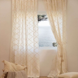 Κουρτίνα Royal Με Τιράντες LBTCAROYA140CRU Ecru Calma House 140X280 140x280cm 100% Βαμβάκι