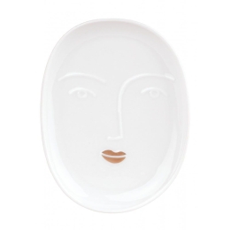 Πιατέλα Διακοσμητική Πορσελάνινη Face RD0015727 9x7cm White-Gold Raeder Πορσελάνη