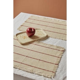 Σουπλά Ploma CAPLOMA35ROJ 35x50cm Beige-Red Calma House 100% Βαμβάκι