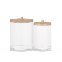 Δοχεία Αποθήκευσης Μπάνιου Με Καπάκι Bamboo AH-BA72112 Clear Andrea House Ακρυλικό,Bamboo