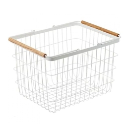 Καλάθι Απλύτων YMZK2809 Medium 41,5x31x27cm White Yamazaki Ατσάλι,Ξύλο