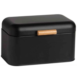 Ψωμιέρα Nordic AH-CC73017 29x18x15cm Black-Natural Andrea House Μέταλλο,Bamboo