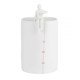 Βάζo Πορσελάνινο Gardener RD0014404 10x18cm White-Gold Raeder Πορσελάνη,Γυαλί