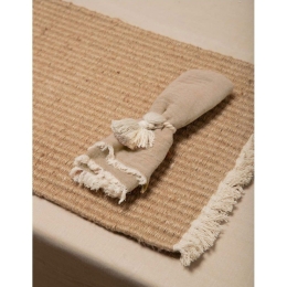 Πετσέτες Φαγητού Layer CALAYER45SBE Με Σχοινί (Σετ 4τμχ) 45x45cm Beige Calma House 100% Βαμβάκι