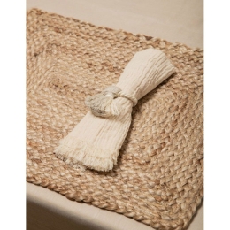 Πετσέτες Φαγητού Layer CALAYER45SCR Με Σχοινί (Σετ 4τμχ) 45x45cm Ecru Calma House 100% Βαμβάκι