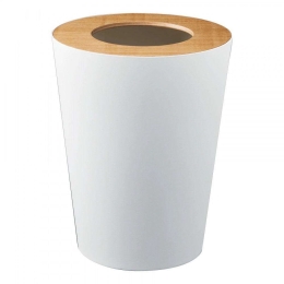 Κάδος Απορριμμάτων Round 7Lt YMZK3198 23x23x28cm White-Natural Yamazaki Ατσάλι,Ξύλο