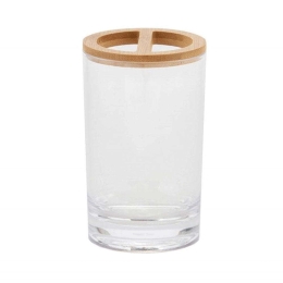 Ποτηροθήκη AH-BA23013 Φ7x12cm Clear-Natural Andrea House Ακρυλικό,Bamboo