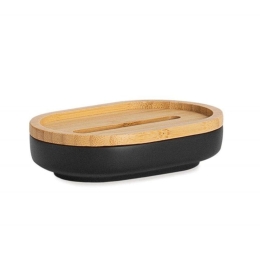Σαπουνοθήκη Nordic AH-BA22161 13x8,5x3cm Black-Natural Andrea House Polyresin, Bamboo