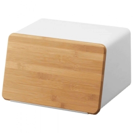 Ψωμιέρα Με Επιφάνεια Κοπής YMZK5290 31,5x24,5x18,5cm Natural-White Yamazaki Μέταλλο,Bamboo