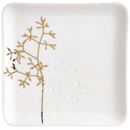 Διακοσμητική Πιατέλα Gold Twing RD0015171 13x13x1,5cm White-Gold Raeder Πορσελάνη
