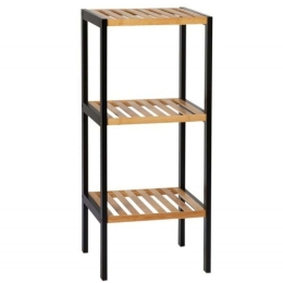 Ραφιέρα Μπάνιου Industrial AH-BA72068 34x33x70cm Natural-Black Bamboo,Ξύλο