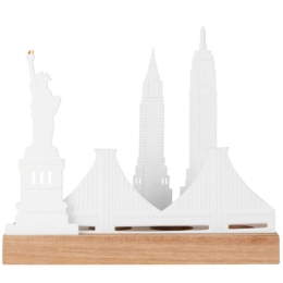 Κηροπήγιο Για Ρεσώ City Skyline New York RD0092220 25x9,5x21cm Natural-White Raeder Ξύλο,Πορσελάνη