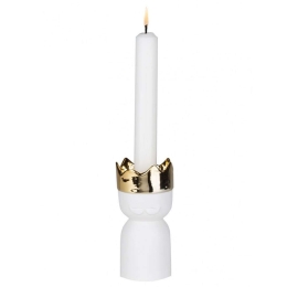 Κηροπήγιο King's Light Caspar RD0090759 Φ6x12cm White-Gold Raeder Πορσελάνη