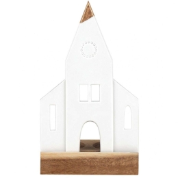 Κηροπήγιο Για Ρεσώ Church RD0090327 10,5x6,5x19cm White-Gold Raeder Ξύλο,Πορσελάνη