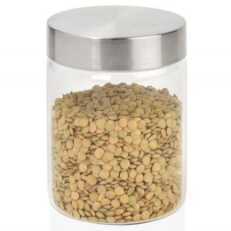 Δοχείο Αποθήκευσης AH-CC69331 Φ10x13cm 700ml Clear-Silver Andrea House Μέταλλο,Γυαλί