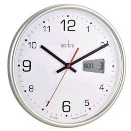 Ρολόι Τοίχου Με Ψηφιακή Ημερομηνία Kalendar ACCTIM22367 26,7x4,4cm Silver-White Acctim Μέταλλο,Γυαλί