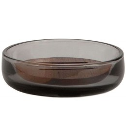 Σαπουνοθήκη AH-BA73071 Φ11,5x3cm Grey-Brown Andrea House Ξύλο,Γυαλί